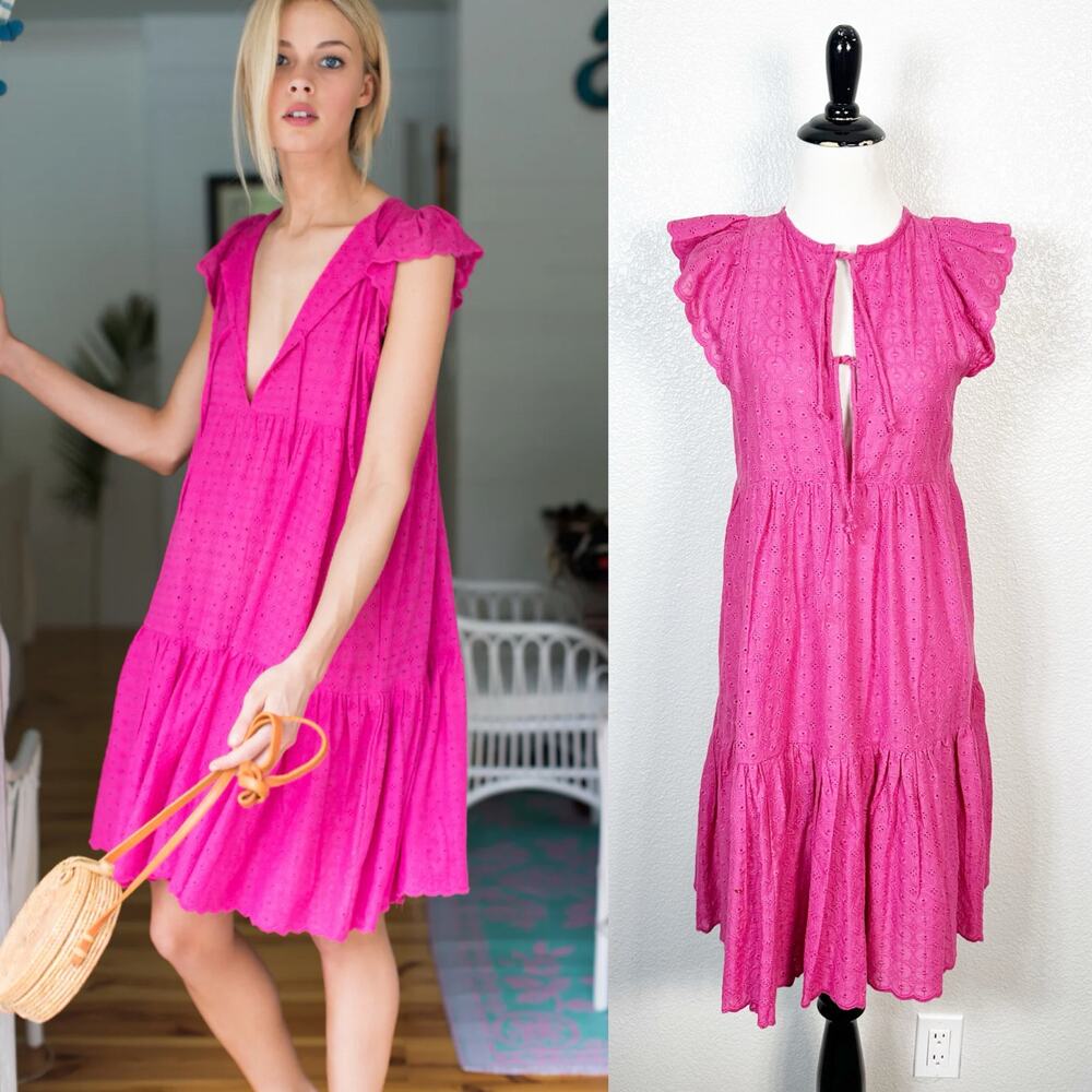 Emerson Fry Pink Ruffle Sleeve Dress
